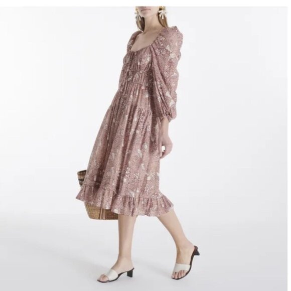 NWOT Ulla Johnson Pleated Floral Dress - Picture 2 of 11